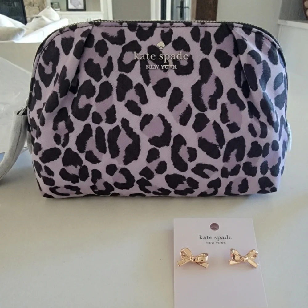 ***BUNDLE***Kate Spade Cosmetic Bag NWT And Rose Gold Tone Earrings NWT
